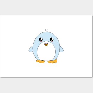 Cute Blue Penguin Kawaii Posters and Art